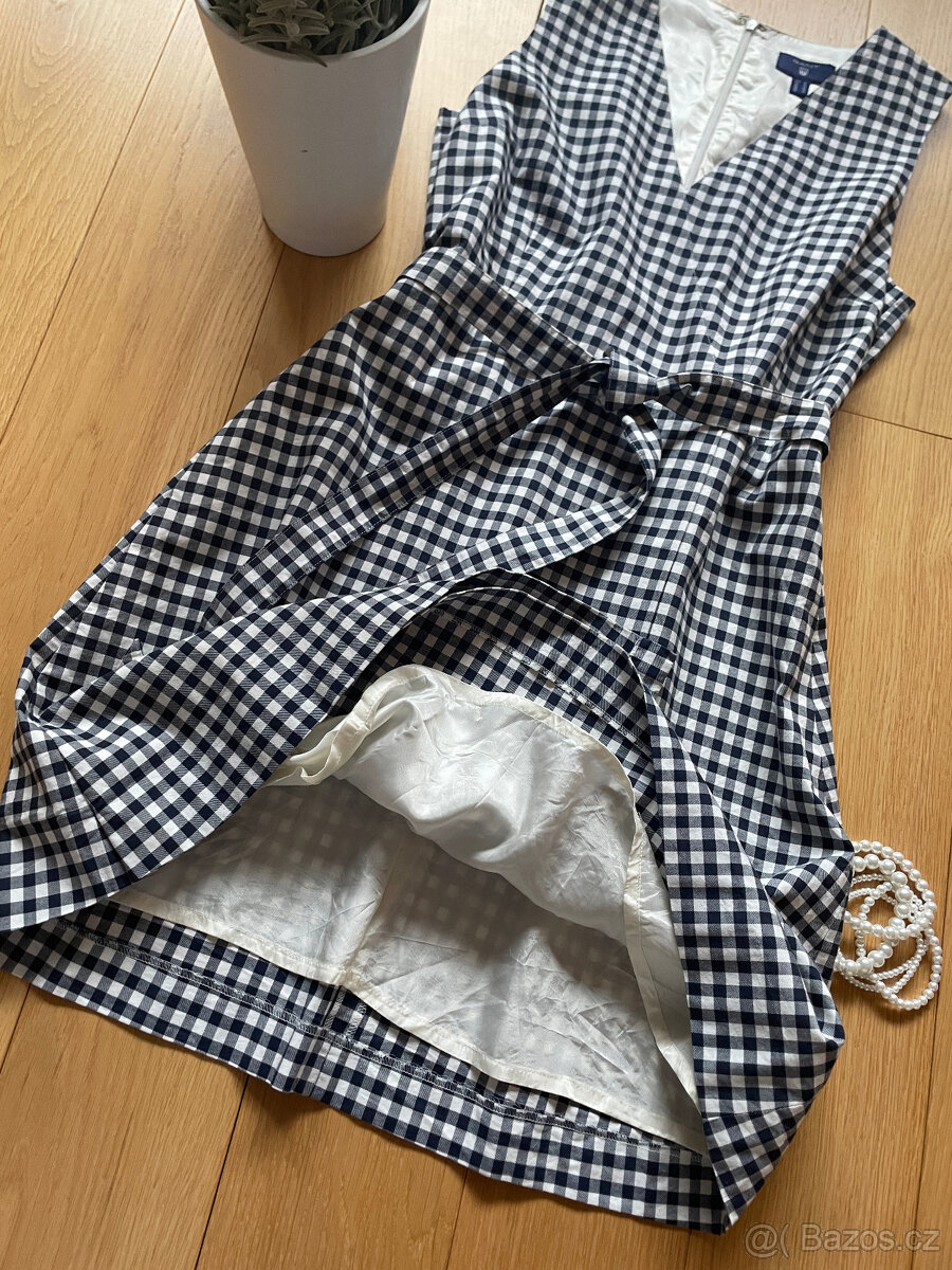 Kostkované tmavě modré bílé šaty Gant vel. 40 - 9