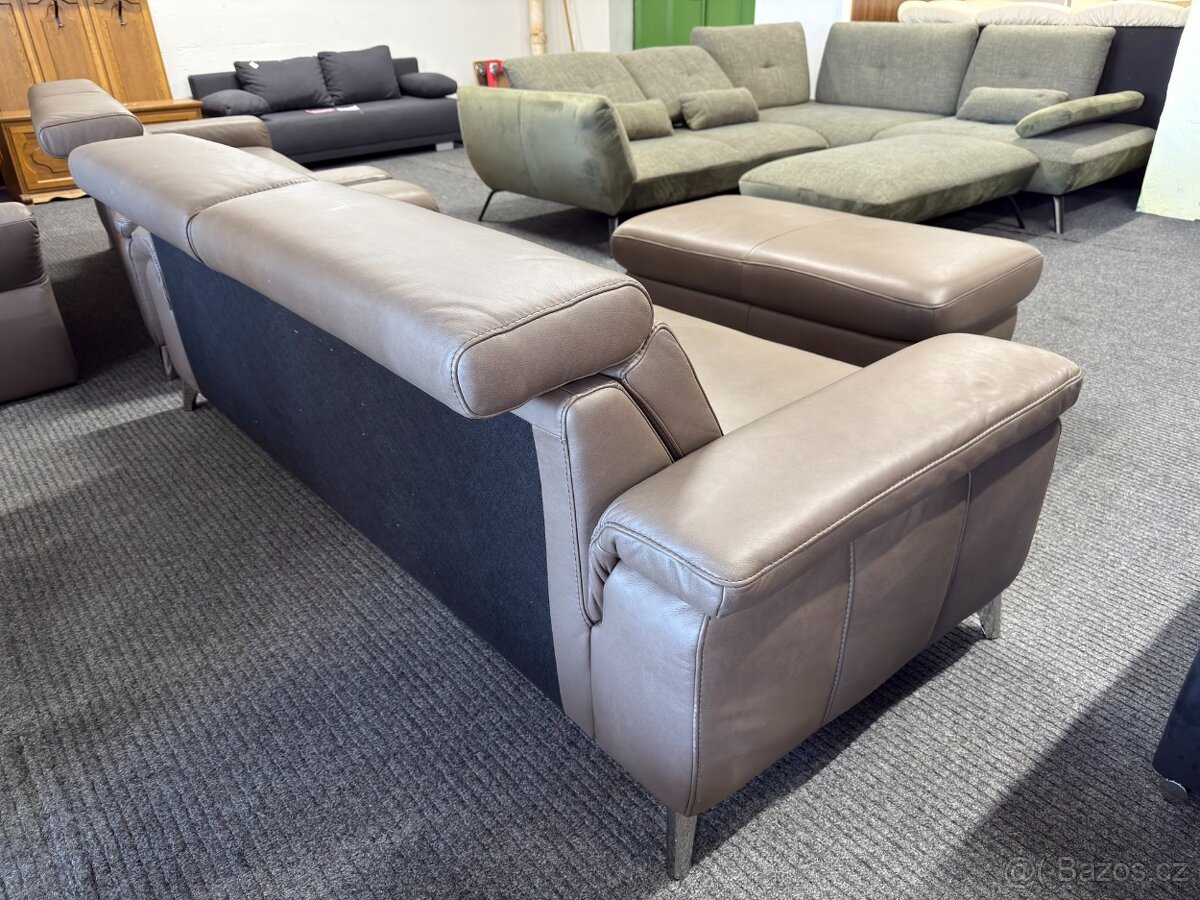 Sedací souprava 3 + 3 + taburet - kůže - NEPOUŽITÉ - 9