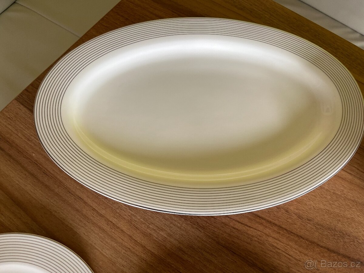 Kostní kvalitní porcelán - mísa, talíře - 9