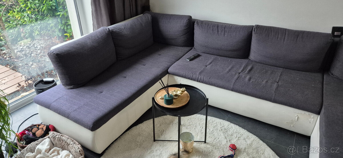 Veľký rozkladací gauč, tvar U , celková šírka 353cm - 9