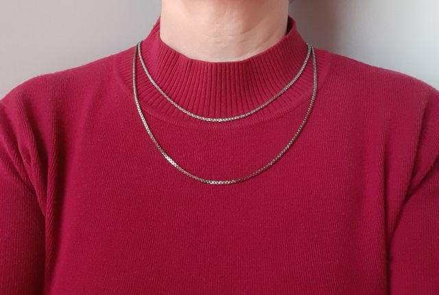 Dvojitý řetízek stříbrné barvy - 9