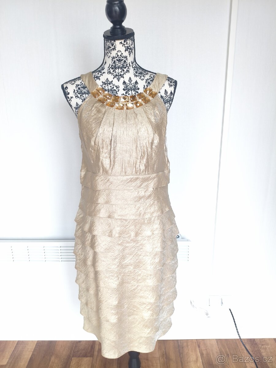 Zlaté společenské šaty vel. 40/42 - 9