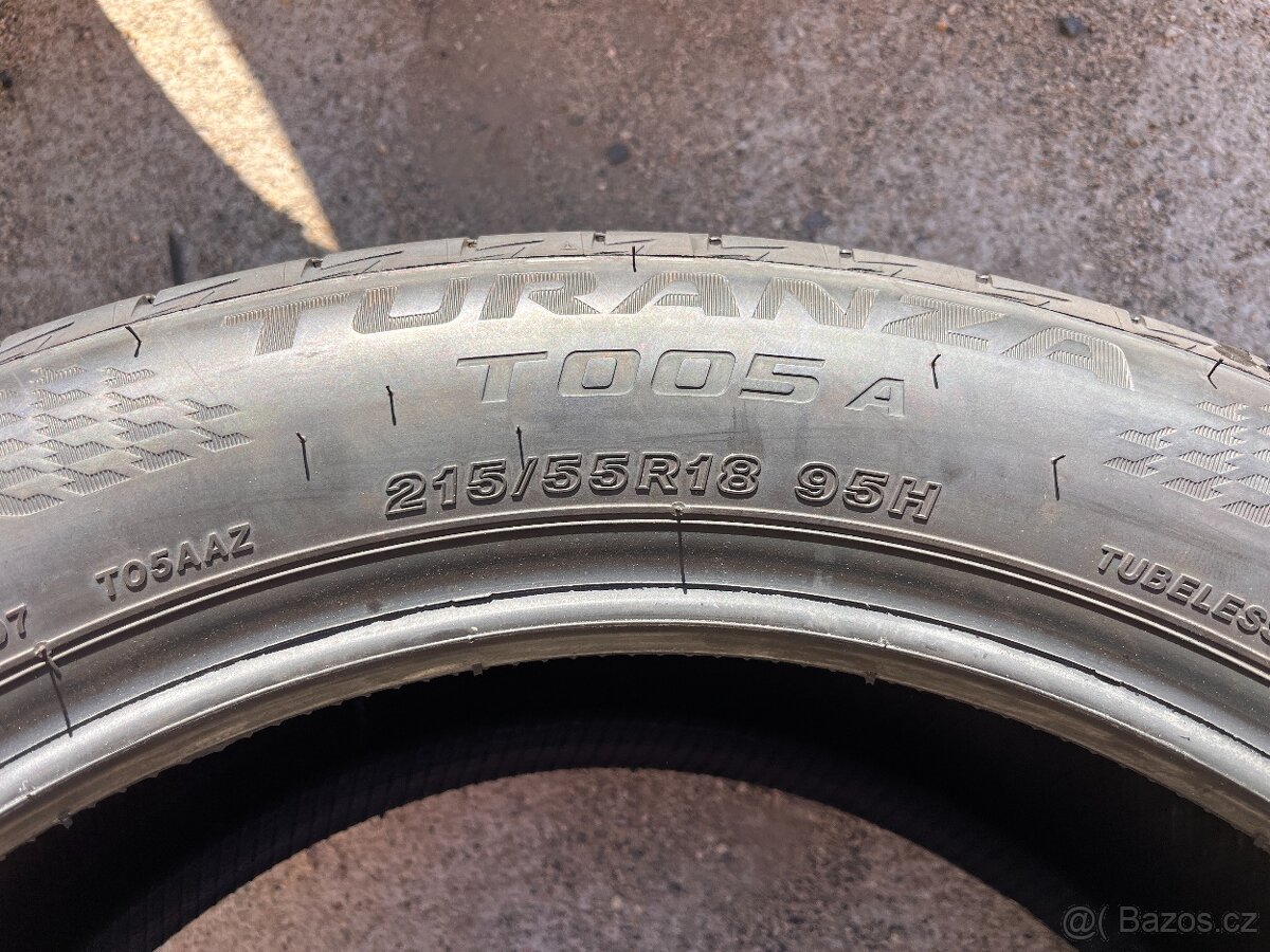 4x 215/55R18 95H, BRIDGESTONE TURANZA T005, LETNÍ, NOVÉ - 9