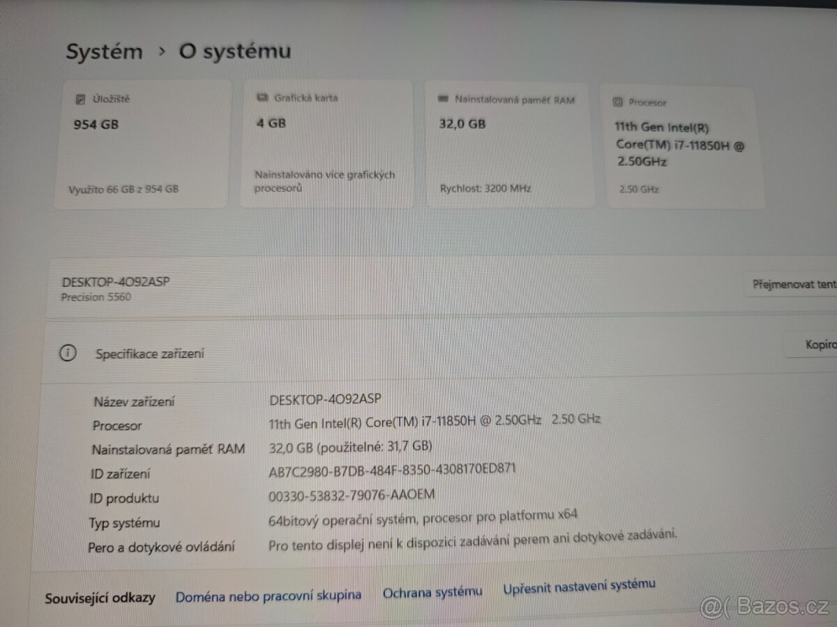 Dell Precision 5560 i7-11850H 32GB 1TB Nvidia T1200 4GB - - 9