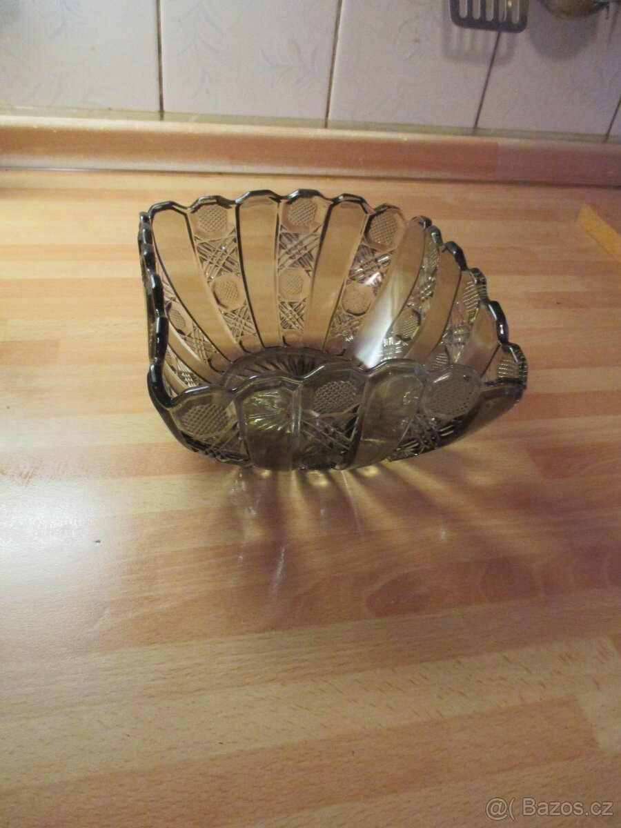 skleněný tác+mísa po prababičce - 9