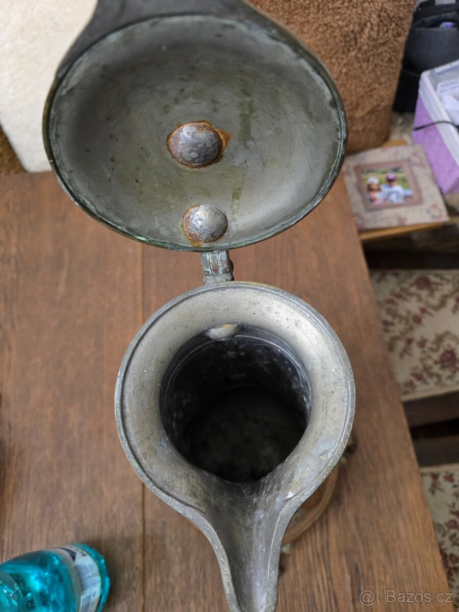 Velký starožitný obřadní džban / Konev- Bronz 18.stol - 9