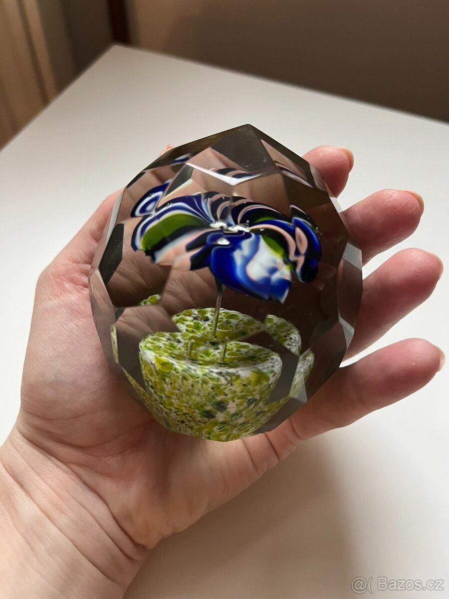 Starožitné krásné těžítko, broušené sklo - 9