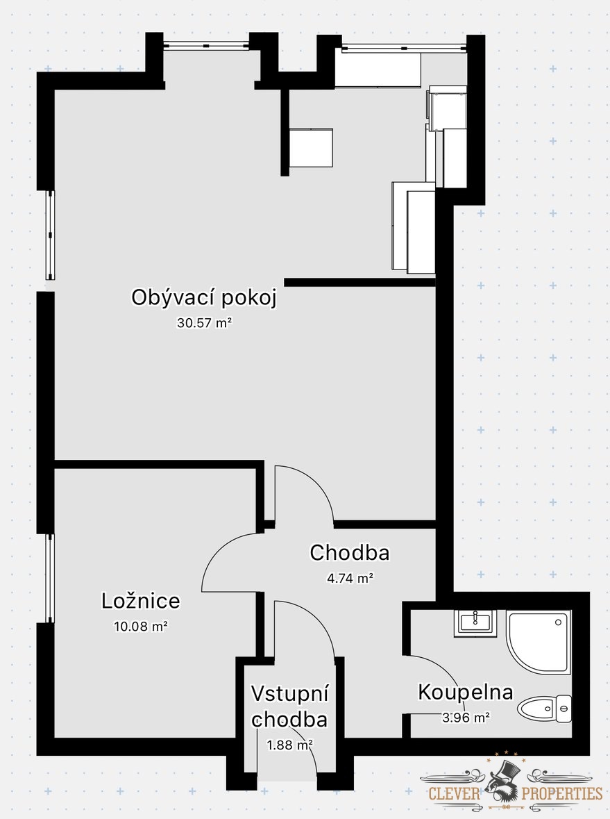 Pronájem byty 2+kk, 47 m² - Chrudim - Medlešice, ev.č. 00894 - 9