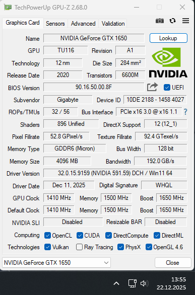 GTX 1650 D6 WINDFORCE OC 4G - 9