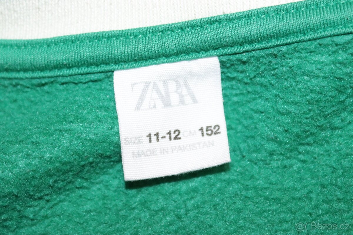 Zeleno-bílá College mikina ZARA vel. 152 - 9