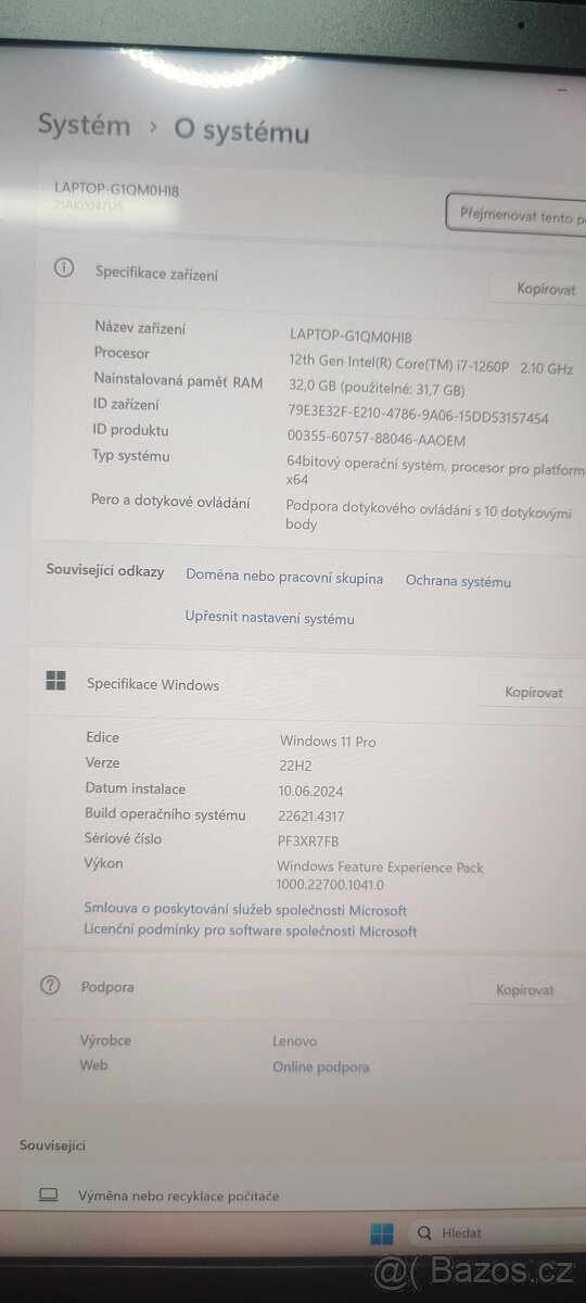 Lenovo Thinkpad p14s g3 i7-1260p 32/512G√4Klcd500nit√1rz√DPH - 9