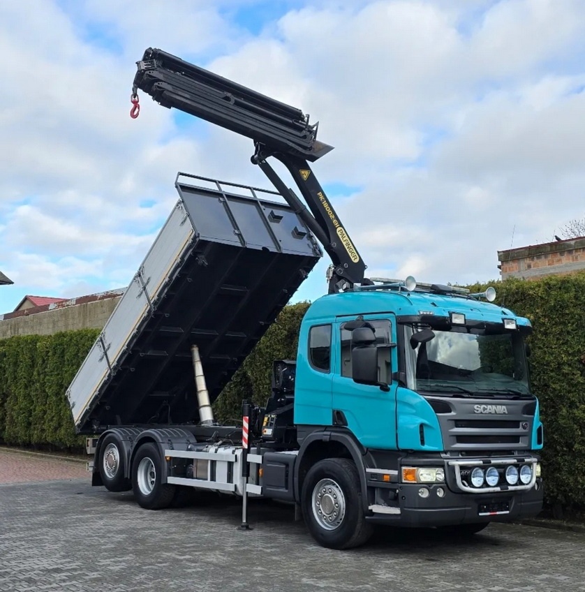 Scania P400-6x2–Valník/Sklápěč S3+HR-PALFINGER PK 18002 EH - 9