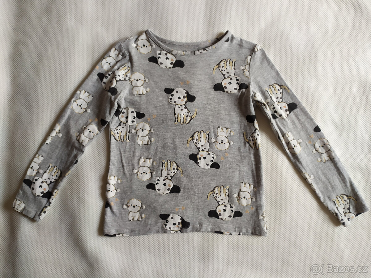 3 x dívčí tričko, pejsky, sova, dýně H&M, 122/128 - 9
