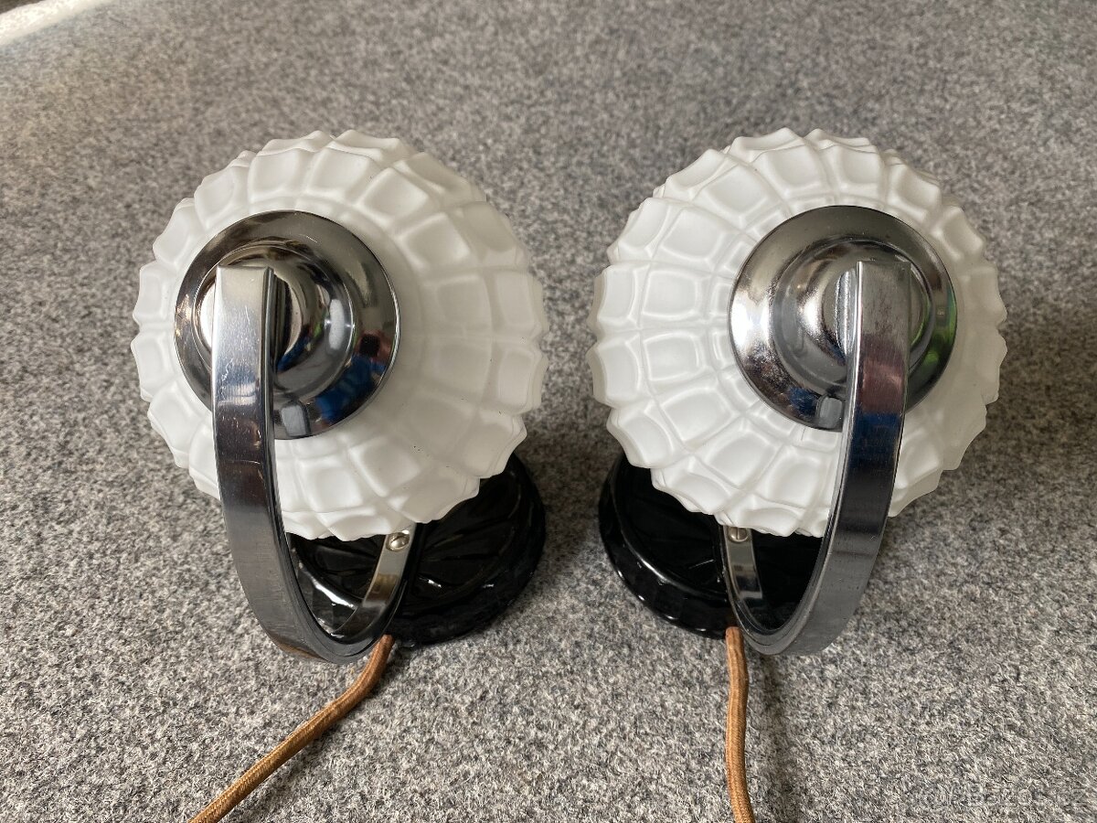 lampa lampička Art deco lampička chrom svítidlo staré - 9