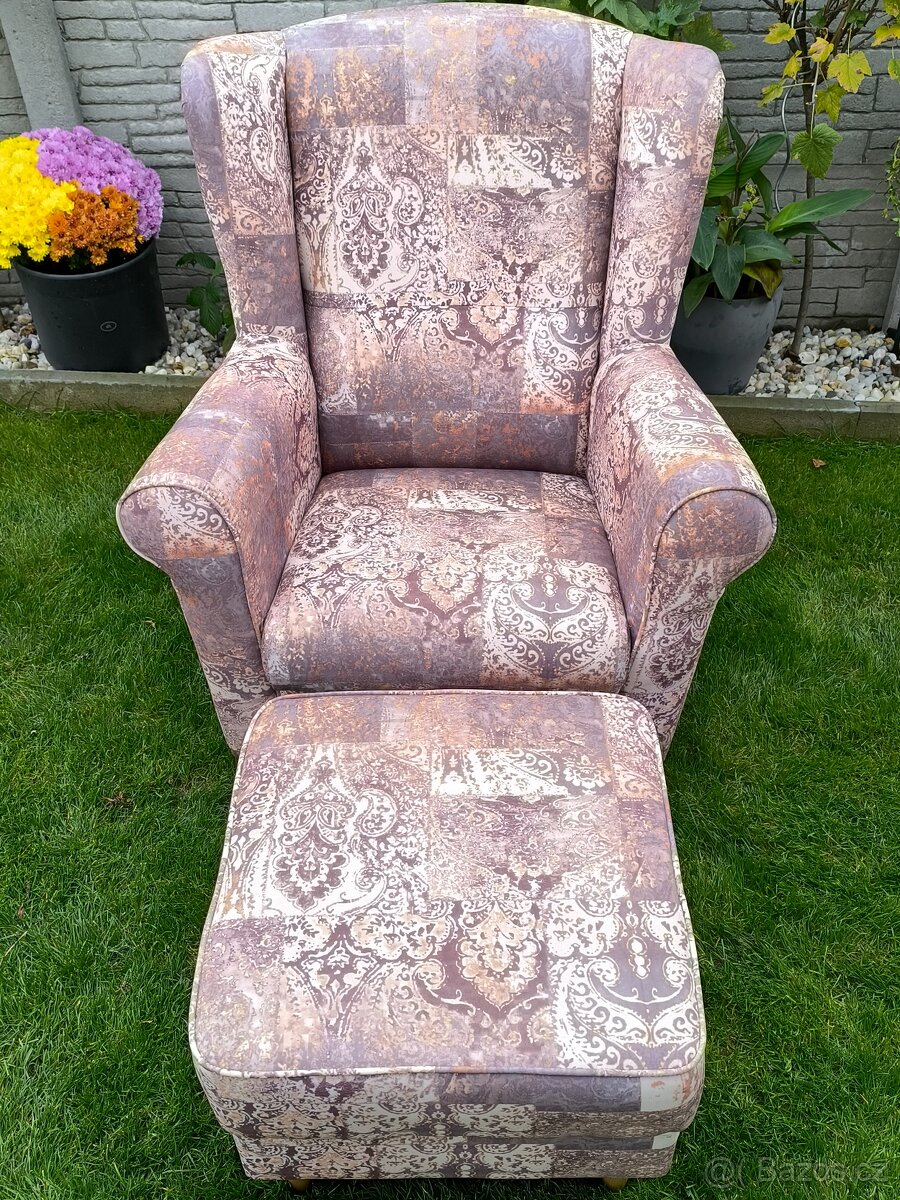 Prodám křeslo Ušák WANGI + Taburet - 9