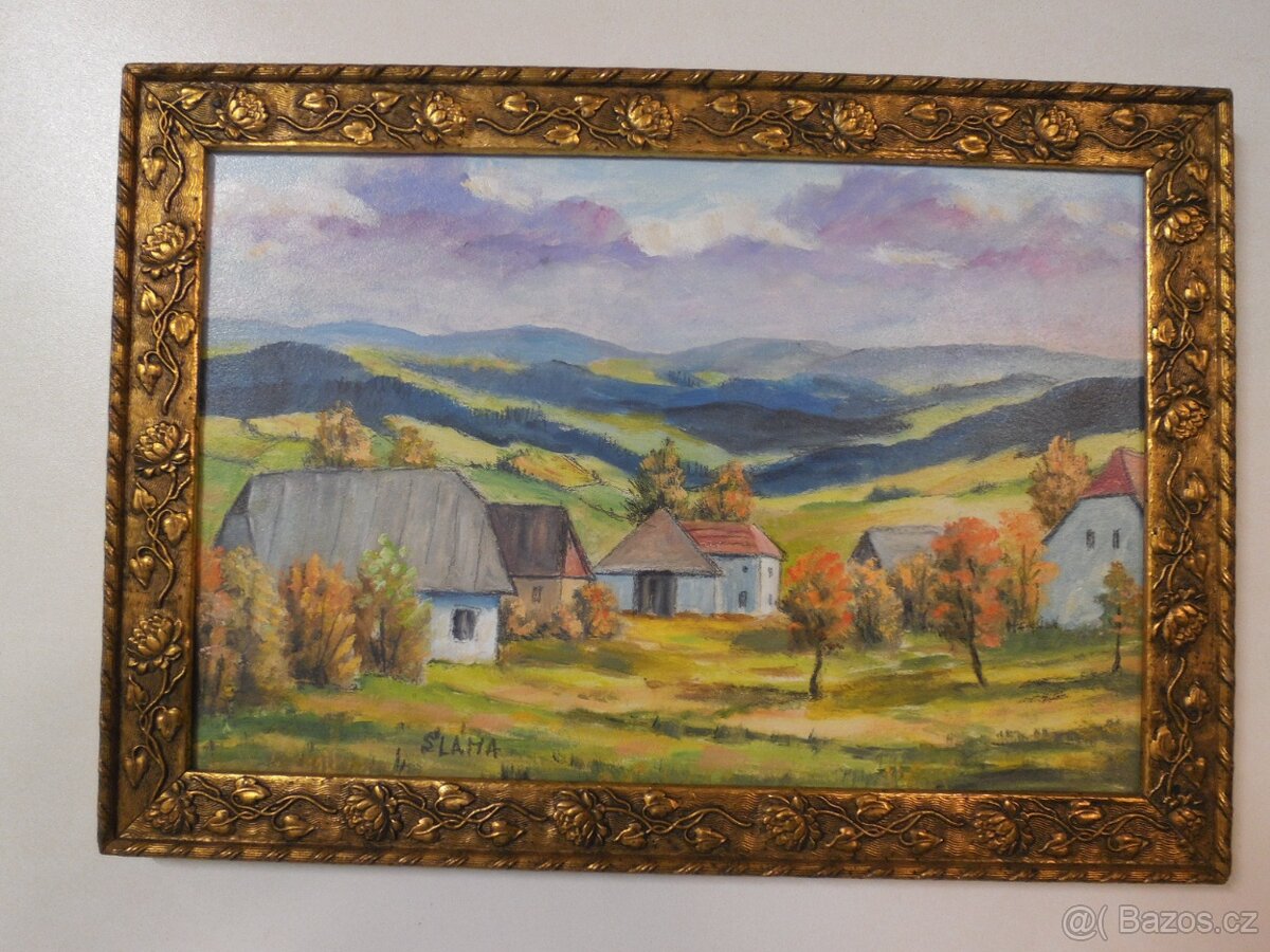 Obraz Jeřáby Vysočiny, signováno + další obrazy - 9