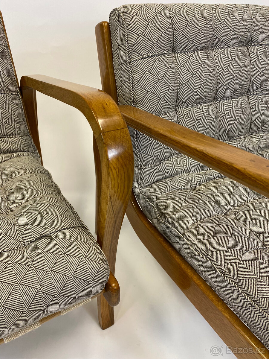 Krásná křesla Kropáček po renovaci, dub, šelak TOP - 9