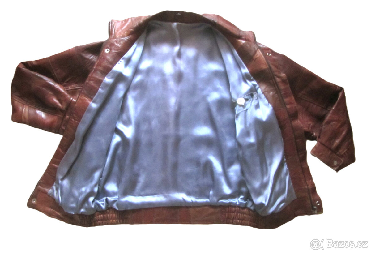 Vintage hnědá pánská kožená bunda - 9