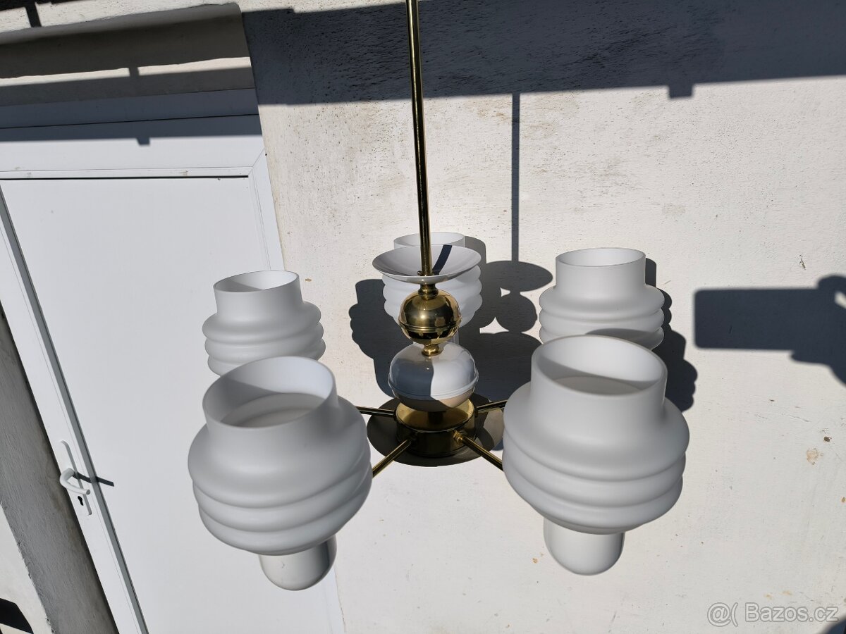 Retro opálový lustr Kamenický Šenov - 70. léta - 9