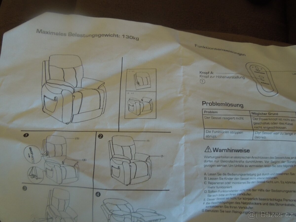 polohovací křeslo el.ovládané hnědé - 9