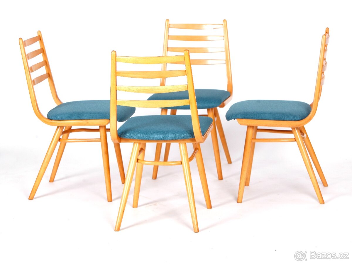 Přečalouněné bukové retro židle TON, 4 ks - 9