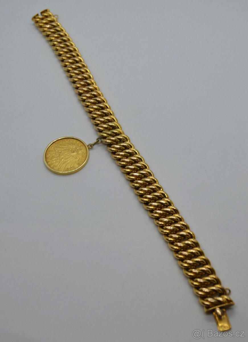 Zlatý náramek s mincí - 9