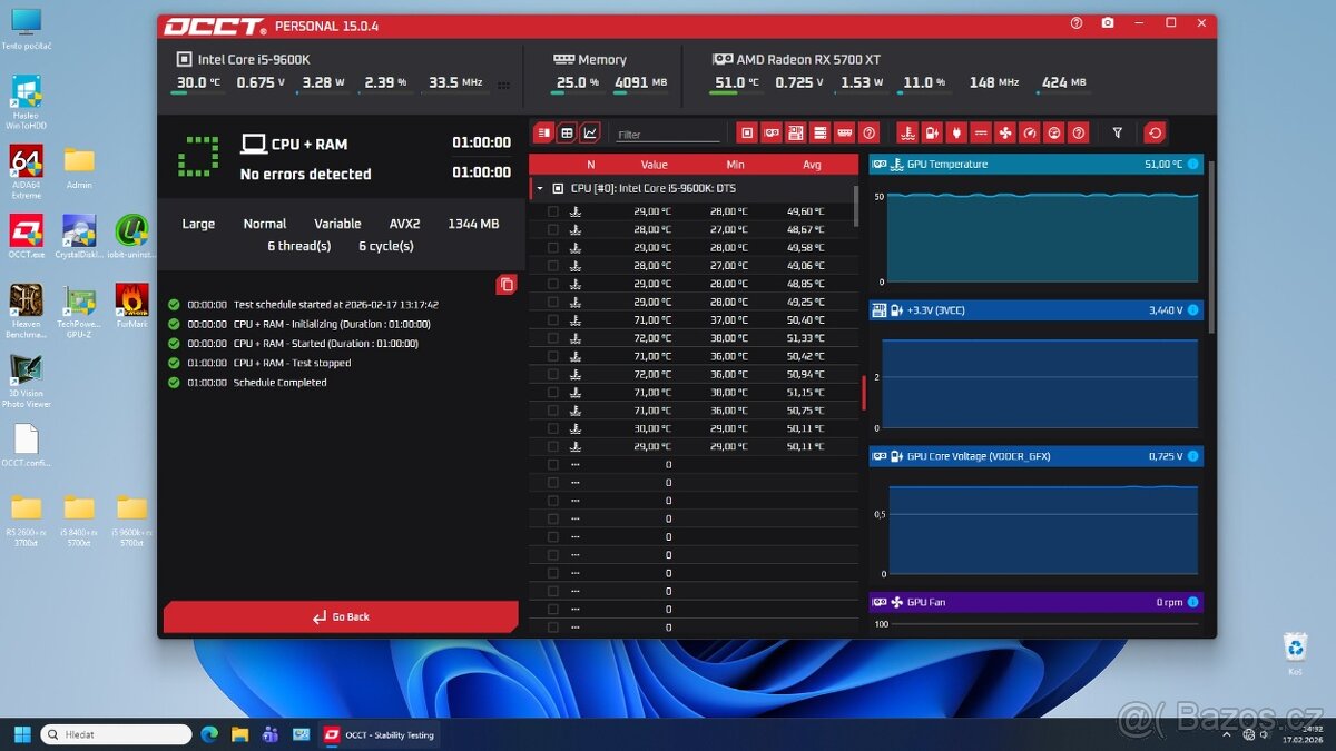 herní PC: i5 9600K+RX 5700xt+16GB RAM - 9