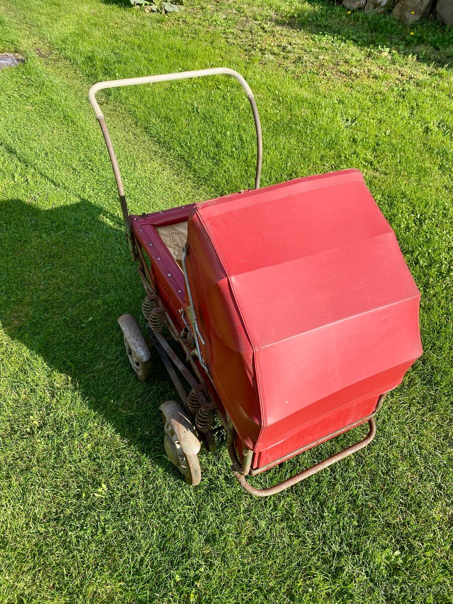 kočárek starý dětský kočárek pérák retro dětský kočárek - 9