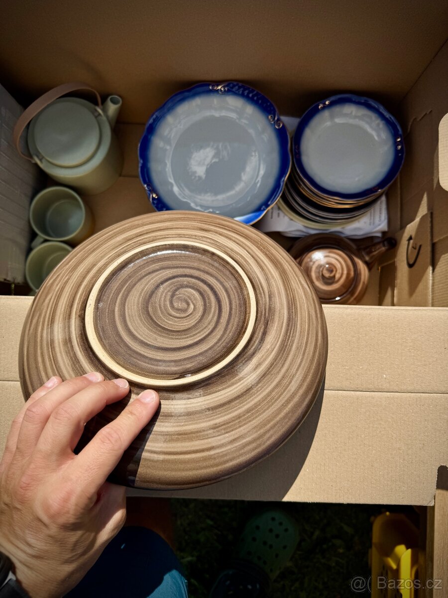 Keramická čajová souprava – točená hnědá glazura - 9