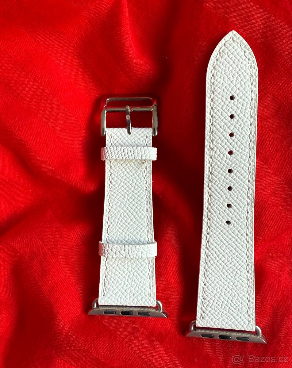 Kožené řemínky Apple Watch 42/44/45mm, bílý a žlutý - 9