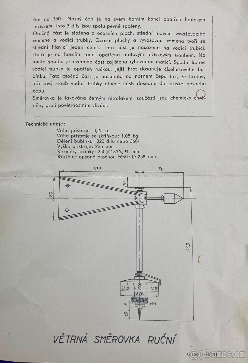 Měřič síly větru ruční typ 825 Metra Praha cena 1000 Kč - 9