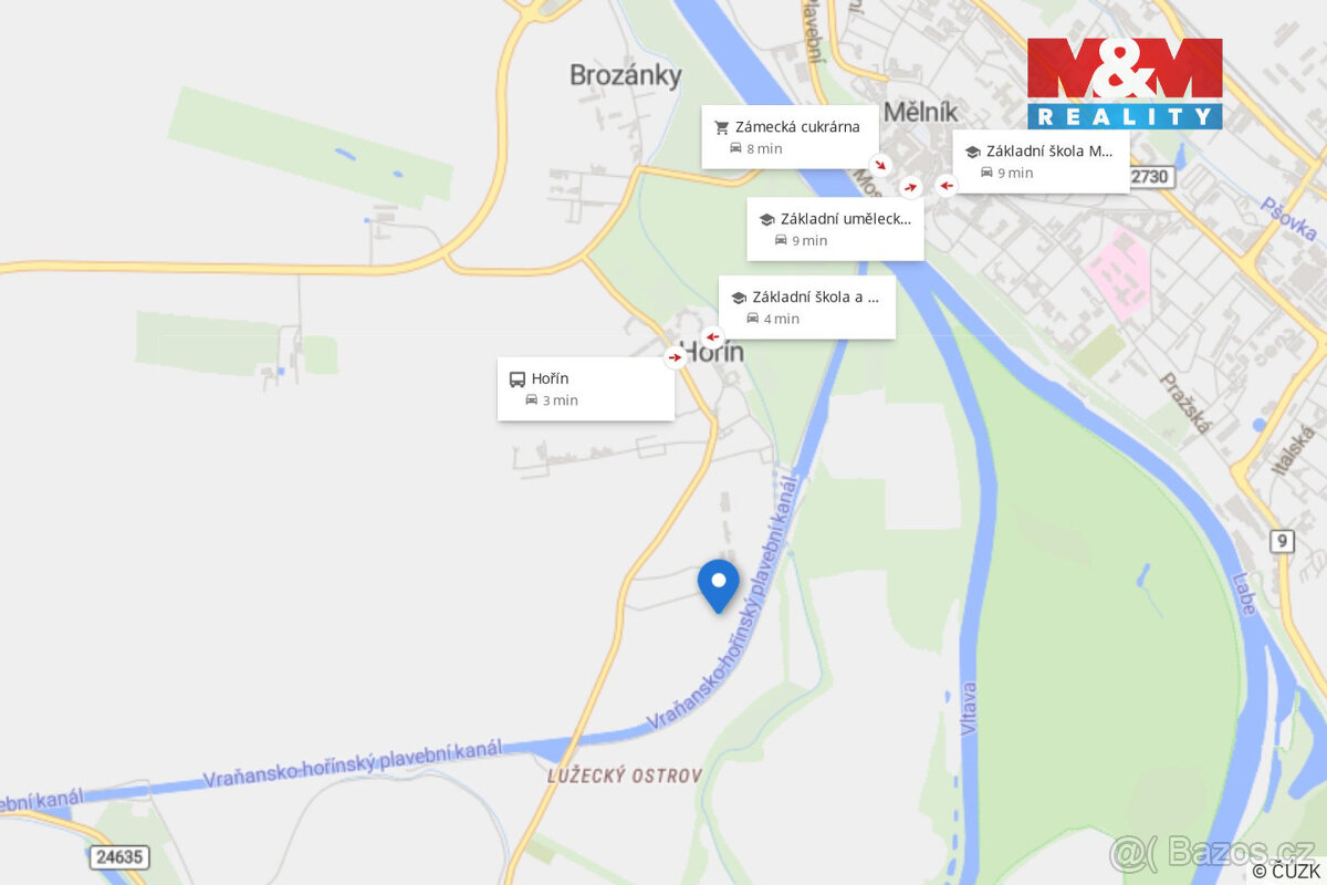 Prodej pozemku k bydlení, 604 m², Hořín - 9