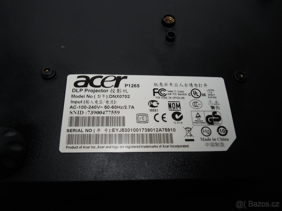 DLP projektor Acer P1265 1024x768 DV - 9