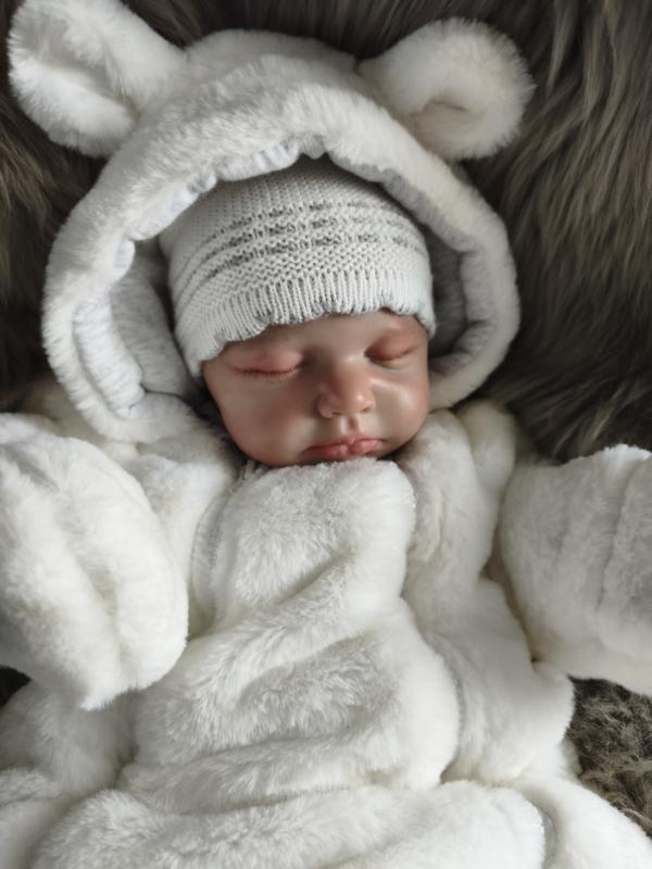 Bílá, chlupatá kombinéza pro novorozence - 9