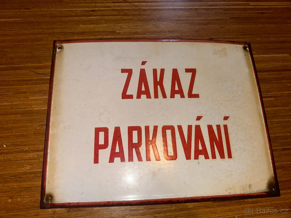 RETRO smaltovaná cedule ZÁKAZ PARKOVÁNÍ - 9