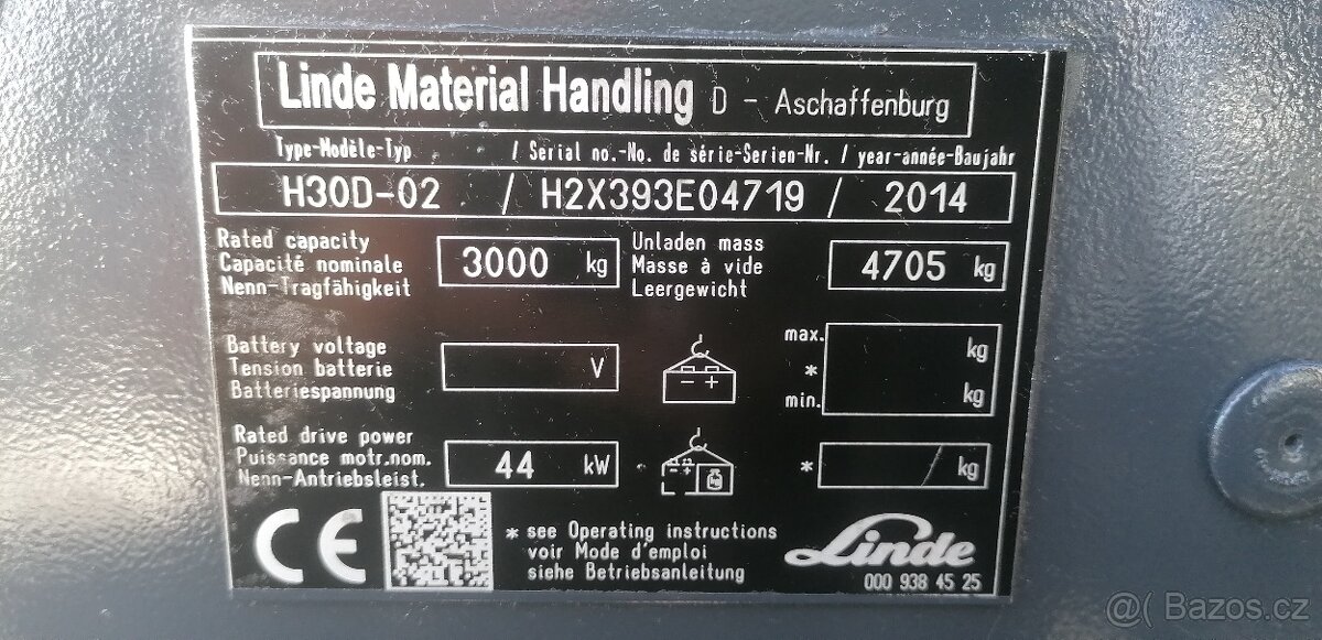 LINDE H30D-02 triplex boční posuv, volný zdvih - 9