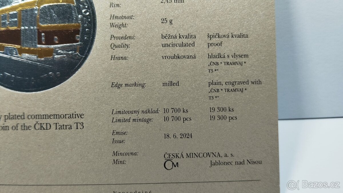 Stříbrná pamětní 500kč mince. Ze série Slavné Dopravní Prost - 9