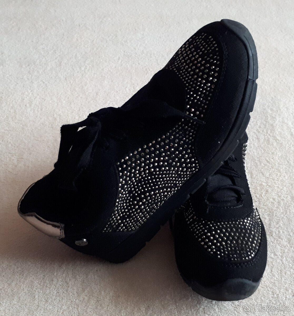Dětské boty, botky, černé se stříbrnými kamínky, vel.32 - 9