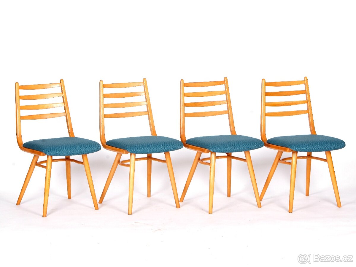 Zajímavé bukové židle TON, 4 kusy. - 9