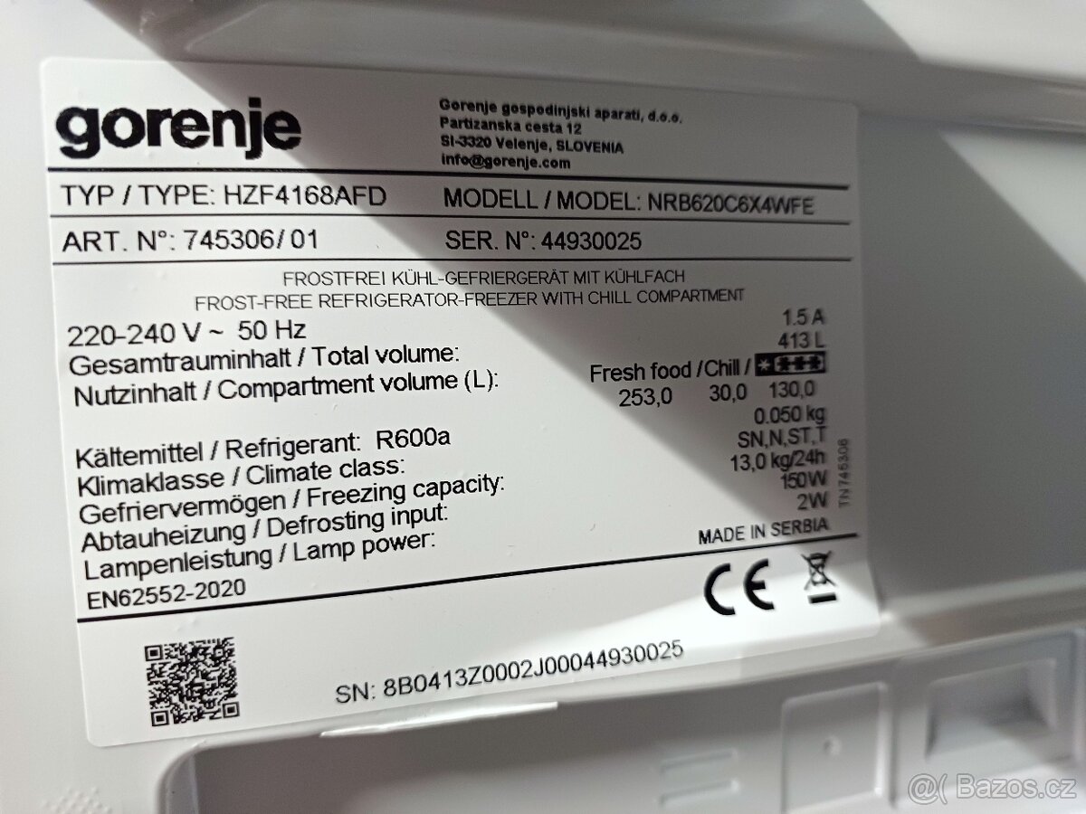 Nová lednice Gorenje 203 cm, NoFrost , ZÁRUKA - 9