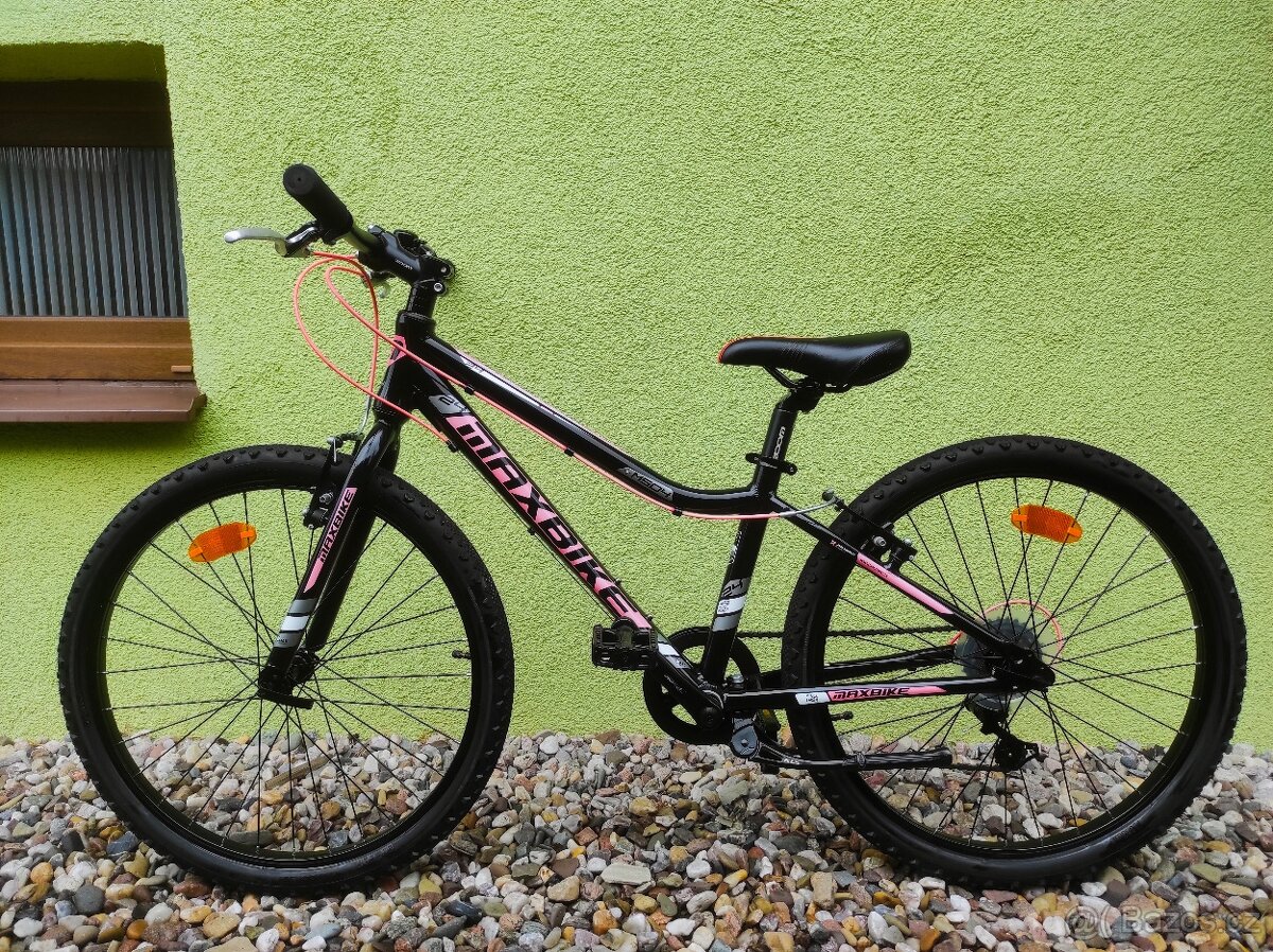 Značkové dětské kolo MAXBIKE 24" (černá/růžová)2 - 9