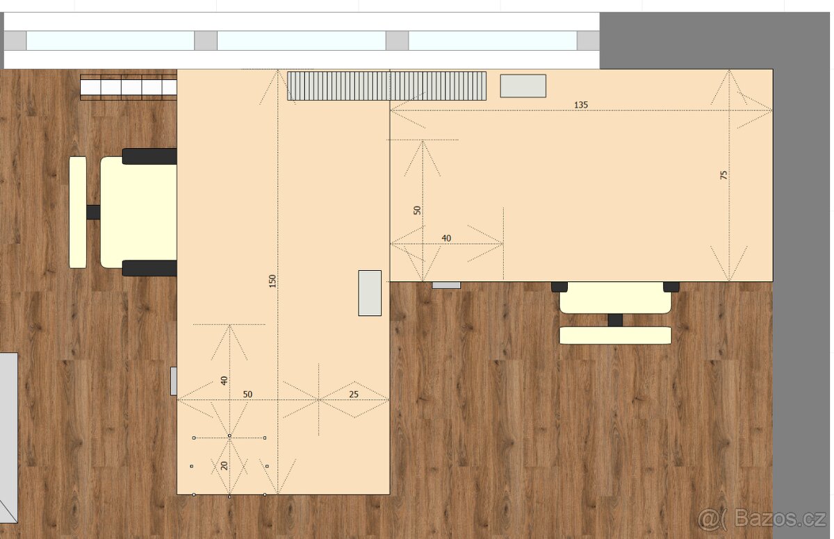 Psací stůl pro dva – velká pracovní plocha, skvělý stav - 9