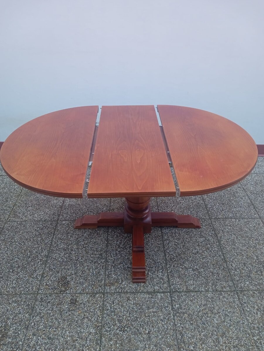 Rustikální jídelní set, rozkládací stůl, 6 židlí, masív - 9