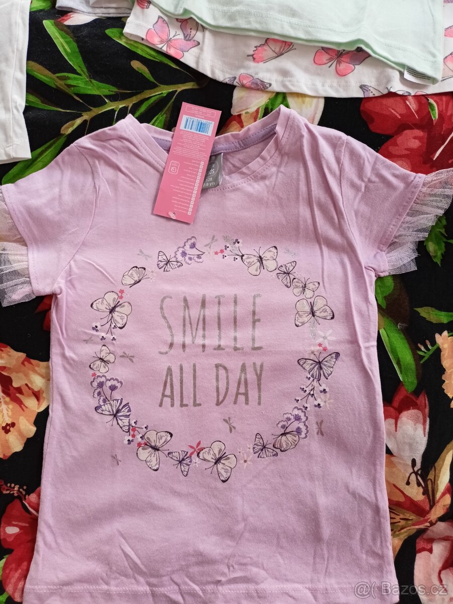 Nové dívčí trička, 15 ks, 128, 122 - 9