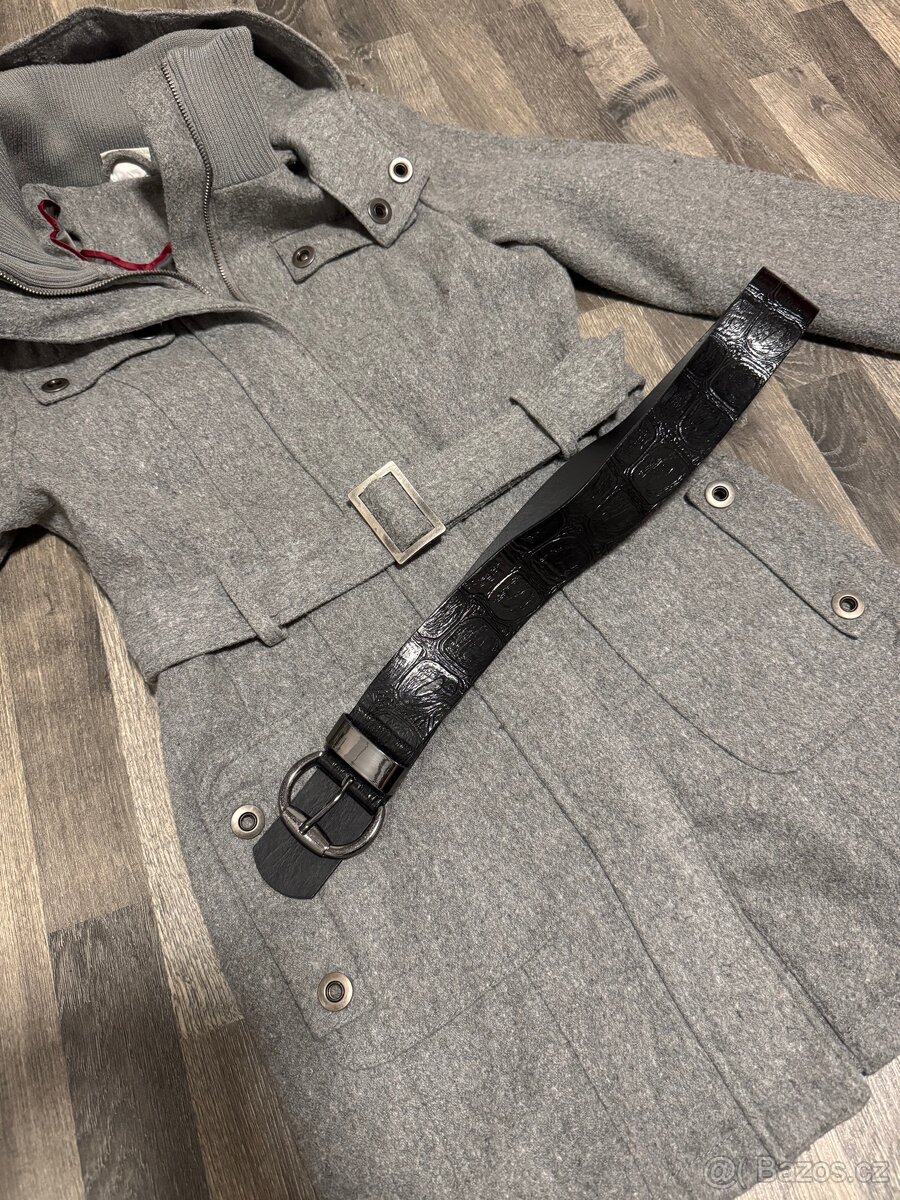 Šedý vlněný kabát vel. S - 9