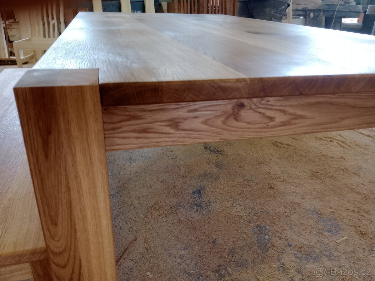 Jídelní stůl dub masiv a lavička - 9