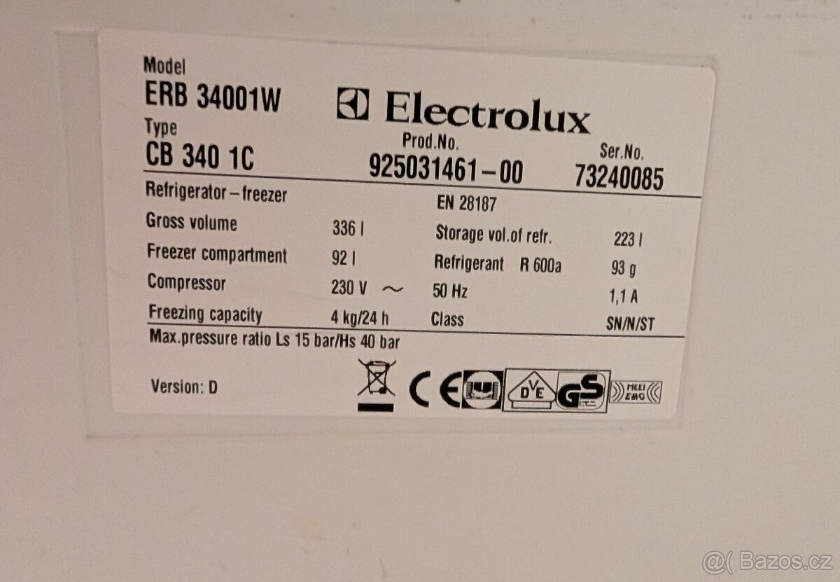 Lednice s mrazákem Electrolux výška 175cm, objem 336l - 9