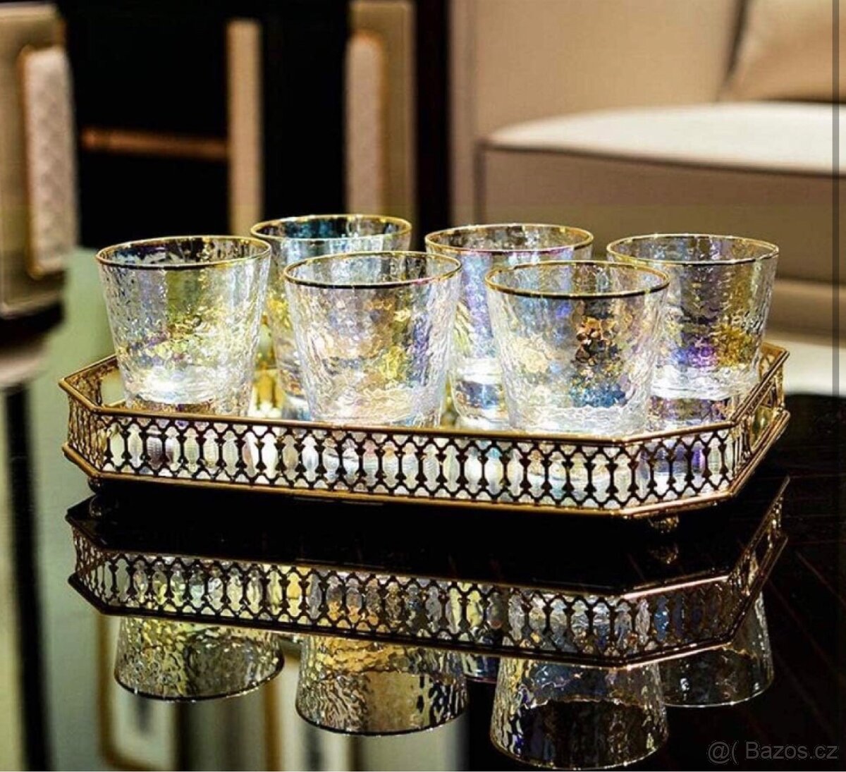 Zlatý dekorativní zrcadlový podnos - 9