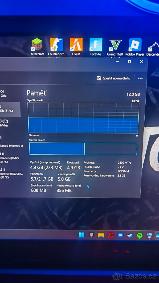 Herní notebook Acer Nitro 5 – Ryzen 5, Radeon RX 560X, 12 GB - 9