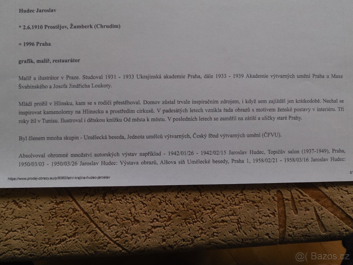 Krajina Jar. Hudec 1910 +1996 Praha - 9